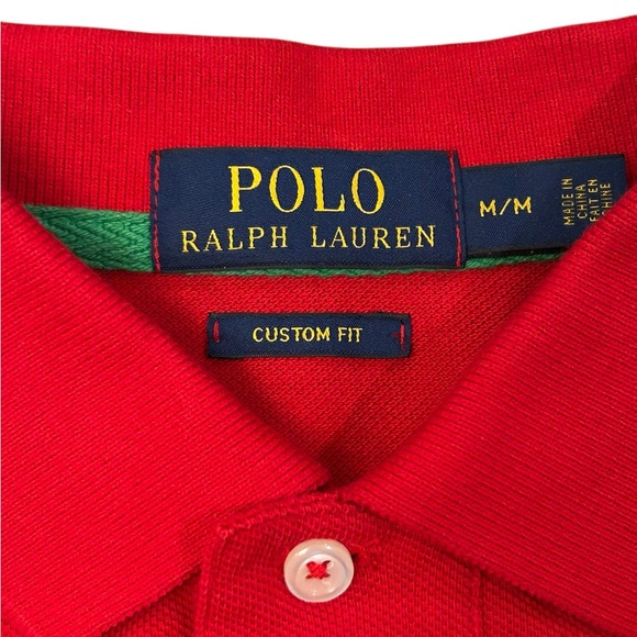 Polo Ralph Lauren Y2k Big Pony American Flag Red Men’s Polo Shirt M Custom Fit - Picture 2 of 9